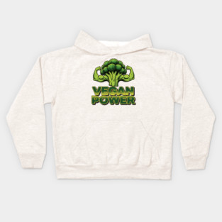Vegan Power Broccoli Strength Kids Hoodie