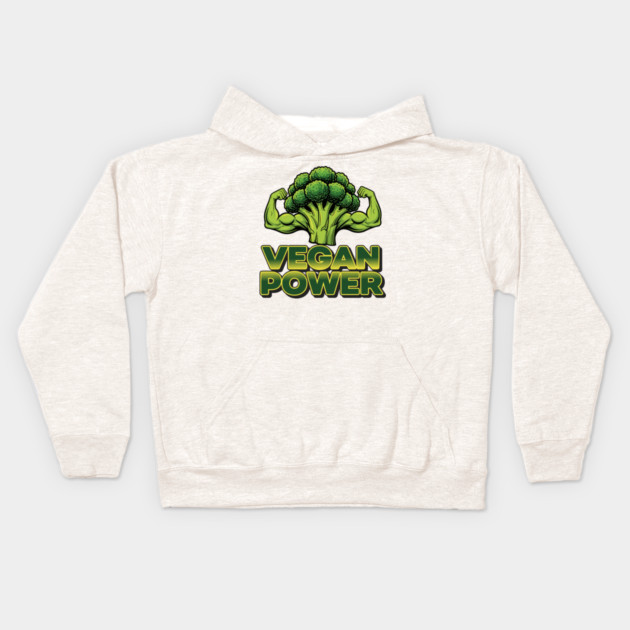 Vegan Power Broccoli Strength Kids Hoodie by enrynz