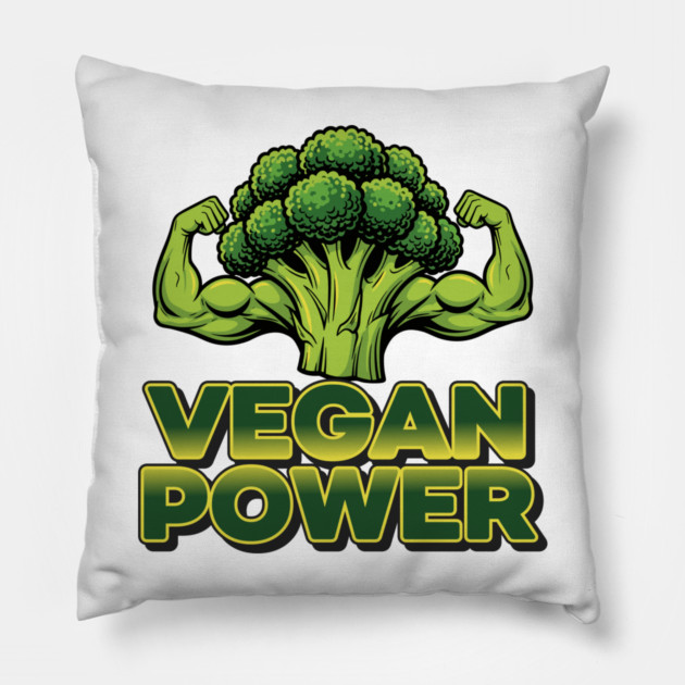 Vegan Power Broccoli Strength Pillow by enrynz