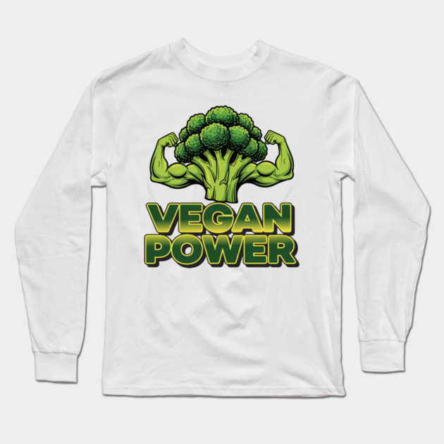 Vegan Power Broccoli Strength Long Sleeve T-Shirt by enrynz