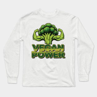 Vegan Power Broccoli Strength Long Sleeve T-Shirt