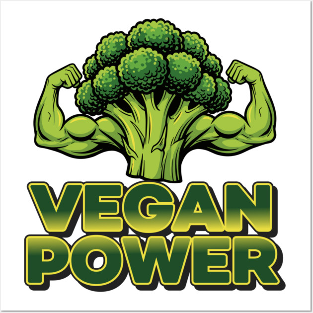 Vegan Power Broccoli Strength Wall Art by enrynz