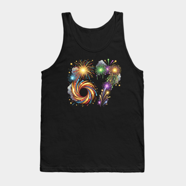 67 Colorful Fireworks Celebration for New Year's Eve Tank Top by Creatifly Graphic Tees