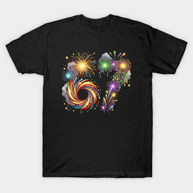 67 Colorful Fireworks Celebration for New Year's Eve T-Shirt by Creatifly Graphic Tees