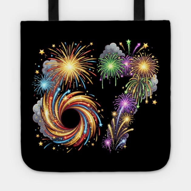 67 Colorful Fireworks Celebration for New Year's Eve Tote by Creatifly Graphic Tees