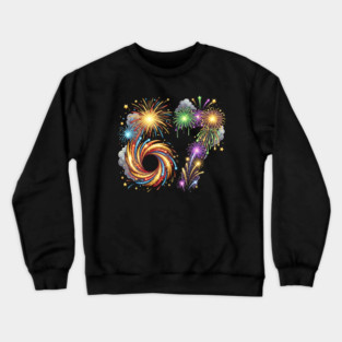 67 Colorful Fireworks Celebration for New Year's Eve Crewneck Sweatshirt