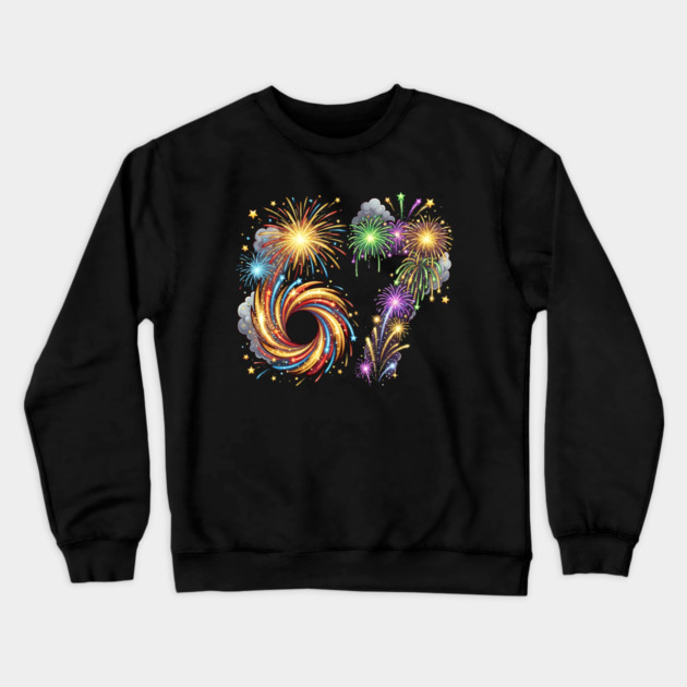 67 Colorful Fireworks Celebration for New Year's Eve Crewneck Sweatshirt by Creatifly Graphic Tees