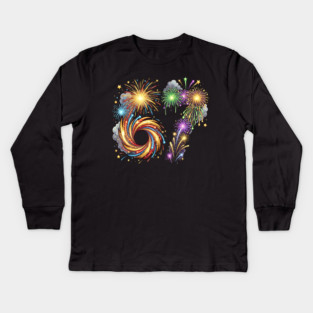 67 Colorful Fireworks Celebration for New Year's Eve Kids Long Sleeve T-Shirt
