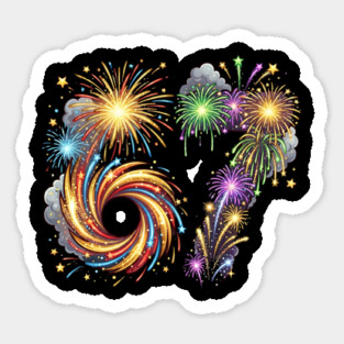67 Colorful Fireworks Celebration for New Year's Eve Sticker