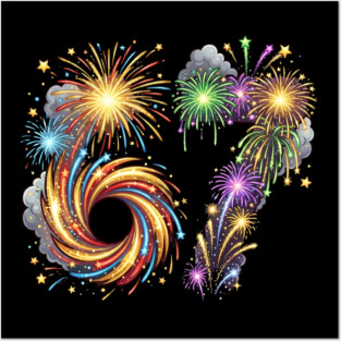 67 Colorful Fireworks Celebration for New Year's Eve Posters and Art