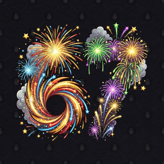 67 Colorful Fireworks Celebration for New Year's Eve by Creatifly Graphic Tees