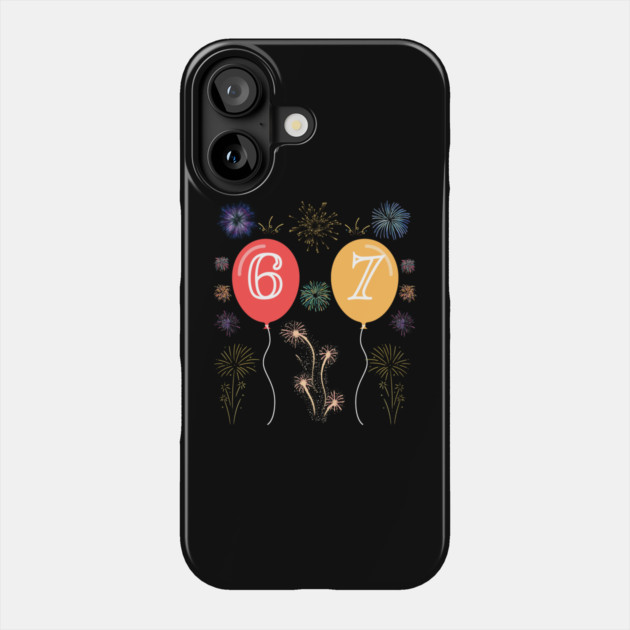 New Year's Eve 67 Balloons and Fireworks Countdown Phone Case by Creatifly Graphic Tees