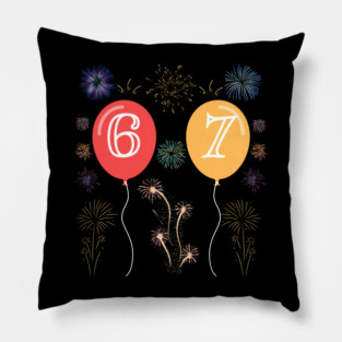 New Year's Eve 67 Balloons and Fireworks Countdown Pillow