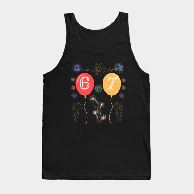 New Year's Eve 67 Balloons and Fireworks Countdown Tank Top by Creatifly Graphic Tees