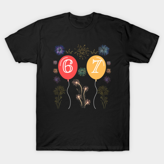 New Year's Eve 67 Balloons and Fireworks Countdown T-Shirt by Creatifly Graphic Tees