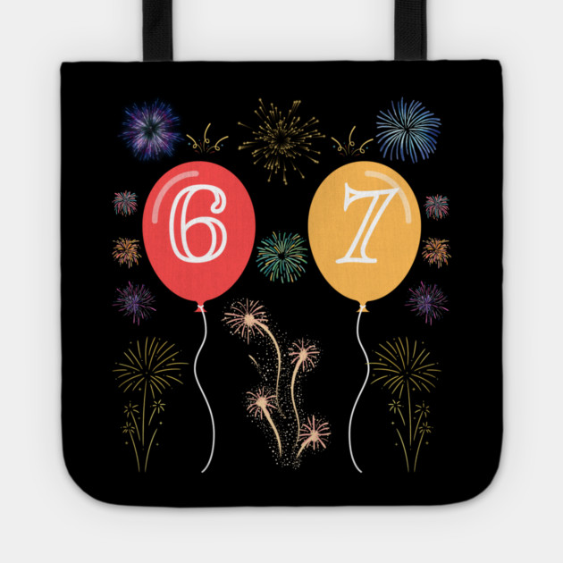 New Year's Eve 67 Balloons and Fireworks Countdown Tote by Creatifly Graphic Tees