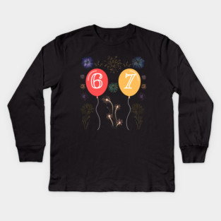New Year's Eve 67 Balloons and Fireworks Countdown Kids Long Sleeve T-Shirt