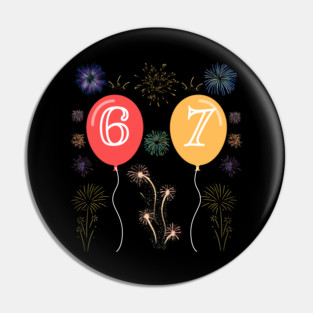 New Year's Eve 67 Balloons and Fireworks Countdown Pin