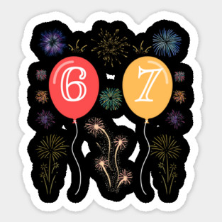 New Year's Eve 67 Balloons and Fireworks Countdown Sticker
