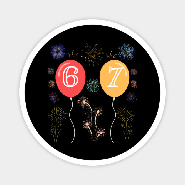 New Year's Eve 67 Balloons and Fireworks Countdown Magnet by Creatifly Graphic Tees