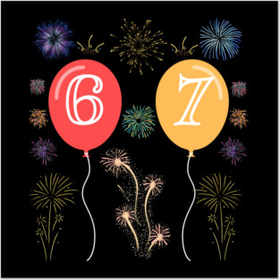 New Year's Eve 67 Balloons and Fireworks Countdown Posters and Art