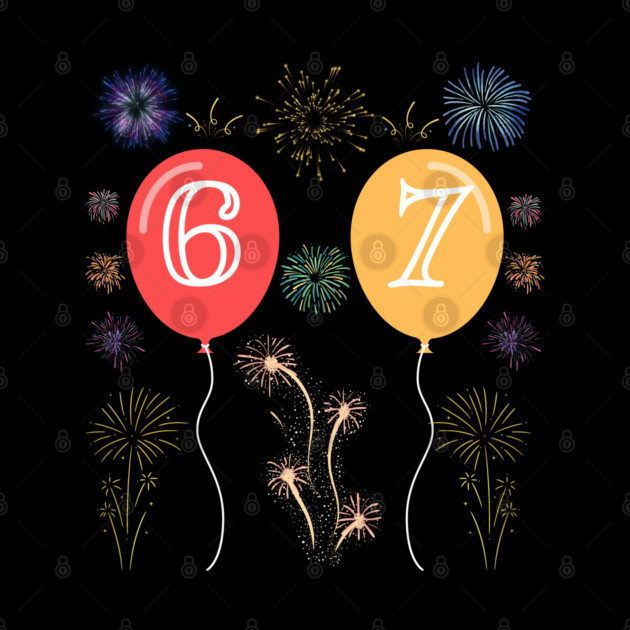 New Year's Eve 67 Balloons and Fireworks Countdown by Creatifly Graphic Tees
