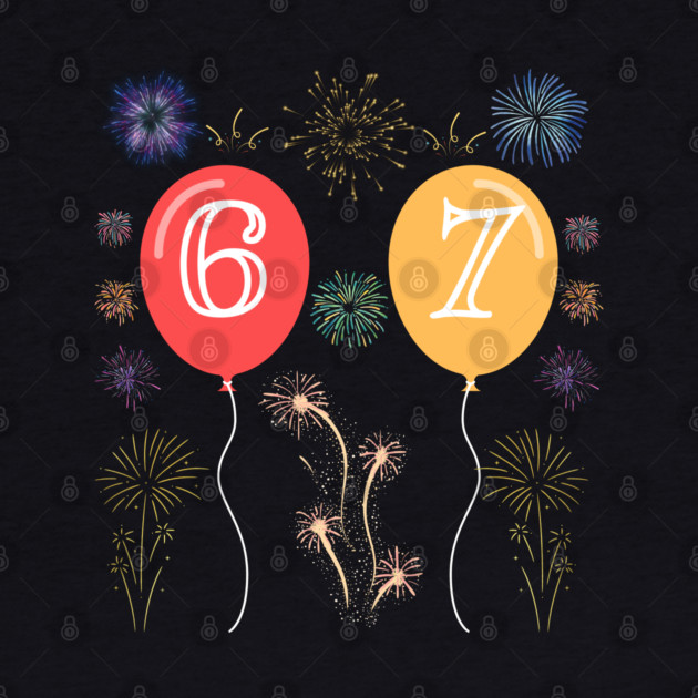 New Year's Eve 67 Balloons and Fireworks Countdown by Creatifly Graphic Tees