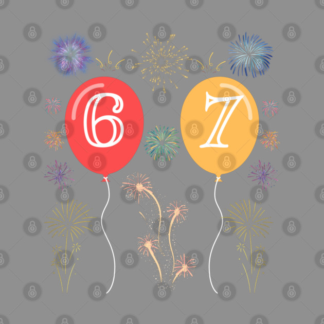 New Year's Eve 67 Balloons and Fireworks Countdown by Creatifly Graphic Tees