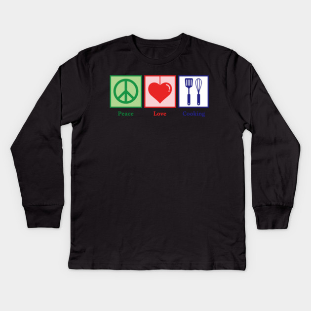 Peace, Love, Cooking Kids Long Sleeve T-Shirt by enrynz