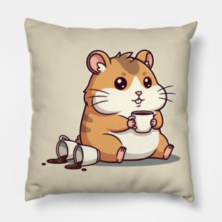Hamster's Coffee Chaos Pillow