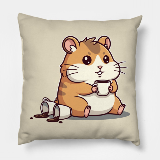 Hamster's Coffee Chaos Pillow by enrynz