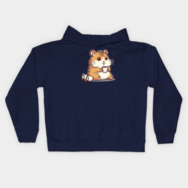 Hamster's Coffee Chaos Kids Hoodie by enrynz