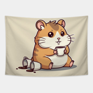 Hamster's Coffee Chaos Tapestry