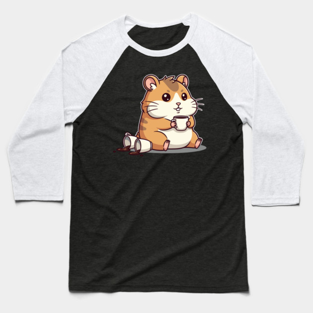 Hamster's Coffee Chaos Baseball T-Shirt by enrynz