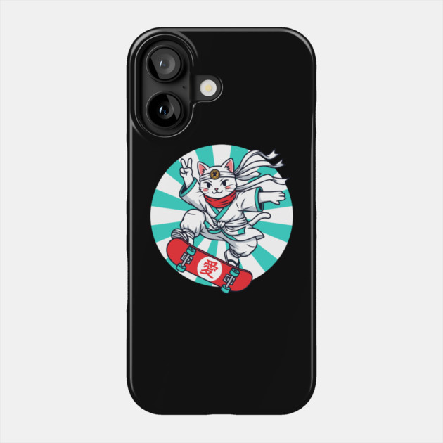 Skateboarding Ninja Cat Phone Case by enrynz