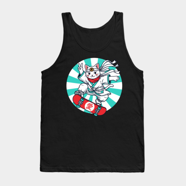 Skateboarding Ninja Cat Tank Top by enrynz