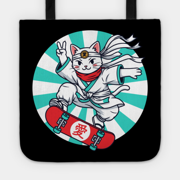 Skateboarding Ninja Cat Tote by enrynz
