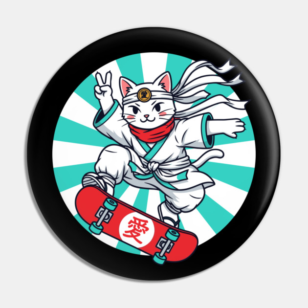Skateboarding Ninja Cat Pin by enrynz