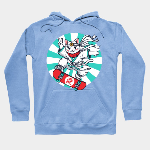 Skateboarding Ninja Cat Hoodie by enrynz