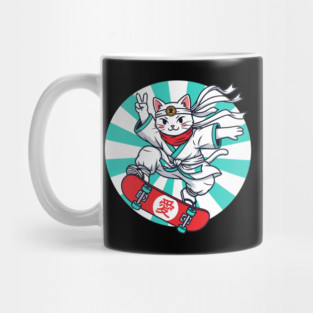 Skateboarding Ninja Cat Mug