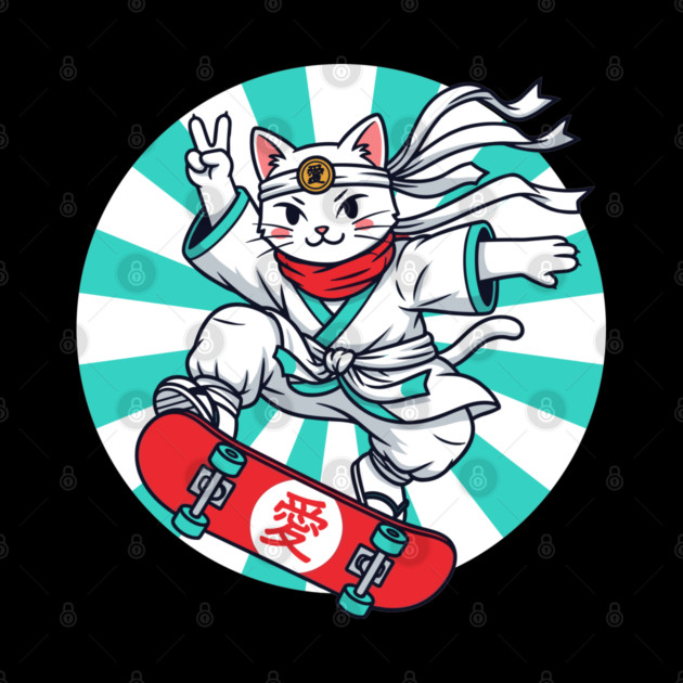 Skateboarding Ninja Cat by enrynz