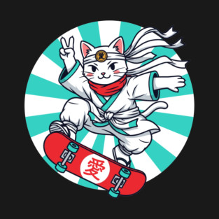 Skateboarding Ninja Cat T-Shirt