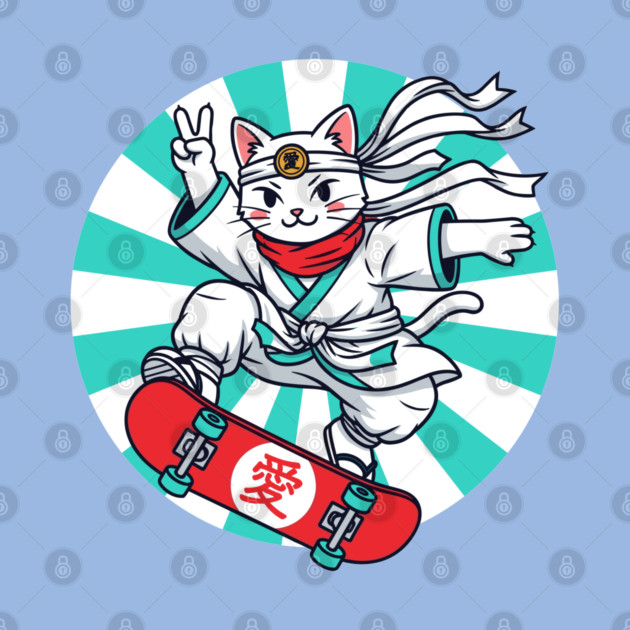 Skateboarding Ninja Cat by enrynz
