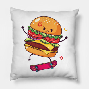 Furious Skateboard Burger Pillow
