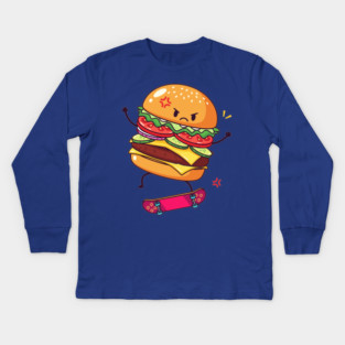 Furious Skateboard Burger Kids Long Sleeve T-Shirt