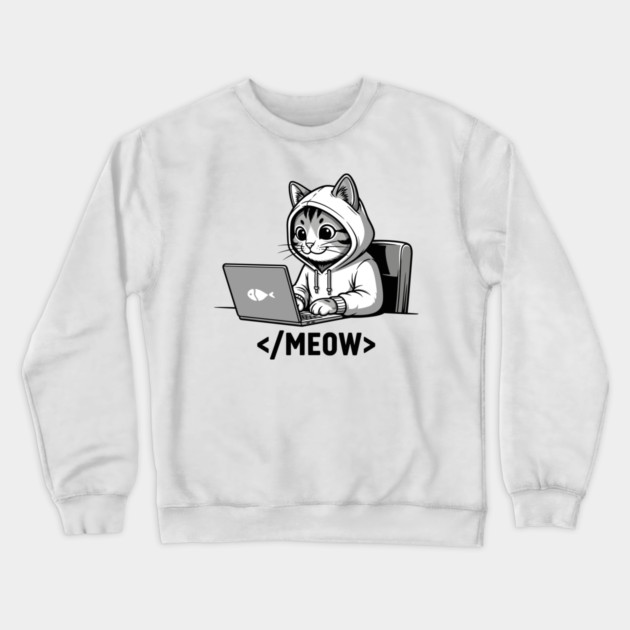 Coding Cat </Meow> Crewneck Sweatshirt by enrynz