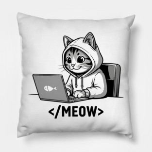 Coding Cat </Meow> Pillow