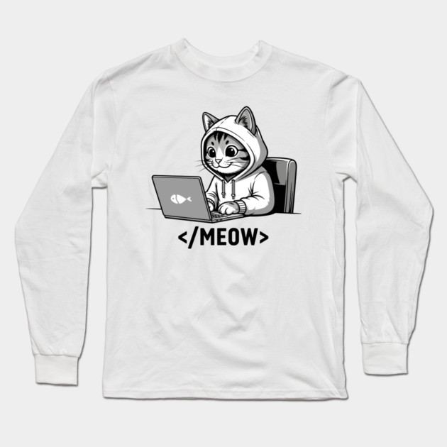 Coding Cat </Meow> Long Sleeve T-Shirt by enrynz