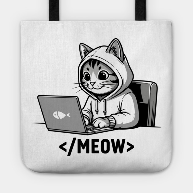 Coding Cat </Meow> Tote by enrynz