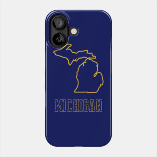 Michigan State Outline Navy and Gold Phone Case